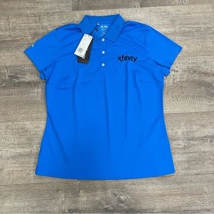 Xfinity Adidas Polo Work Uniform Shirt Womens L Blue Solid Short Sleeve Collared